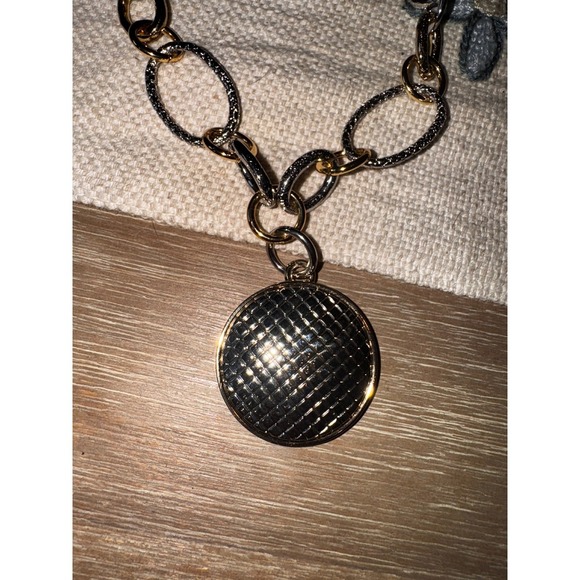 White House Black Market Gold & Silver Tone Link Pendant Necklace - Picture 3 of 5